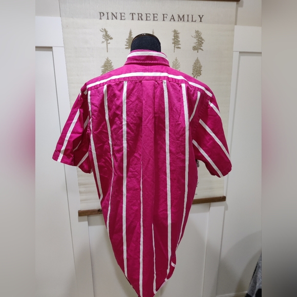 Mens Vintage Ralph Lauren Candy Stripe Short Sleeve Collar Shirt - Large - Picture 10 of 12